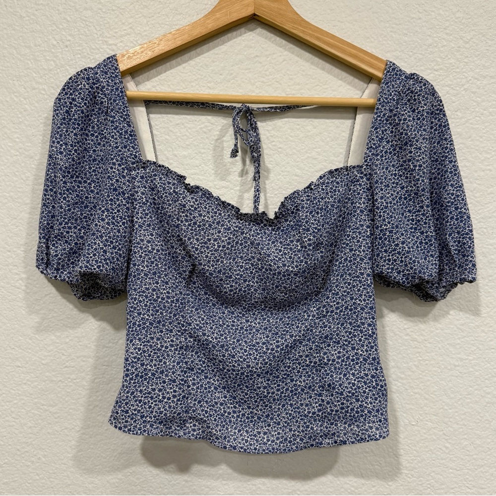 Abercrombie & Fitch Blue Ditzy Floral Blouse